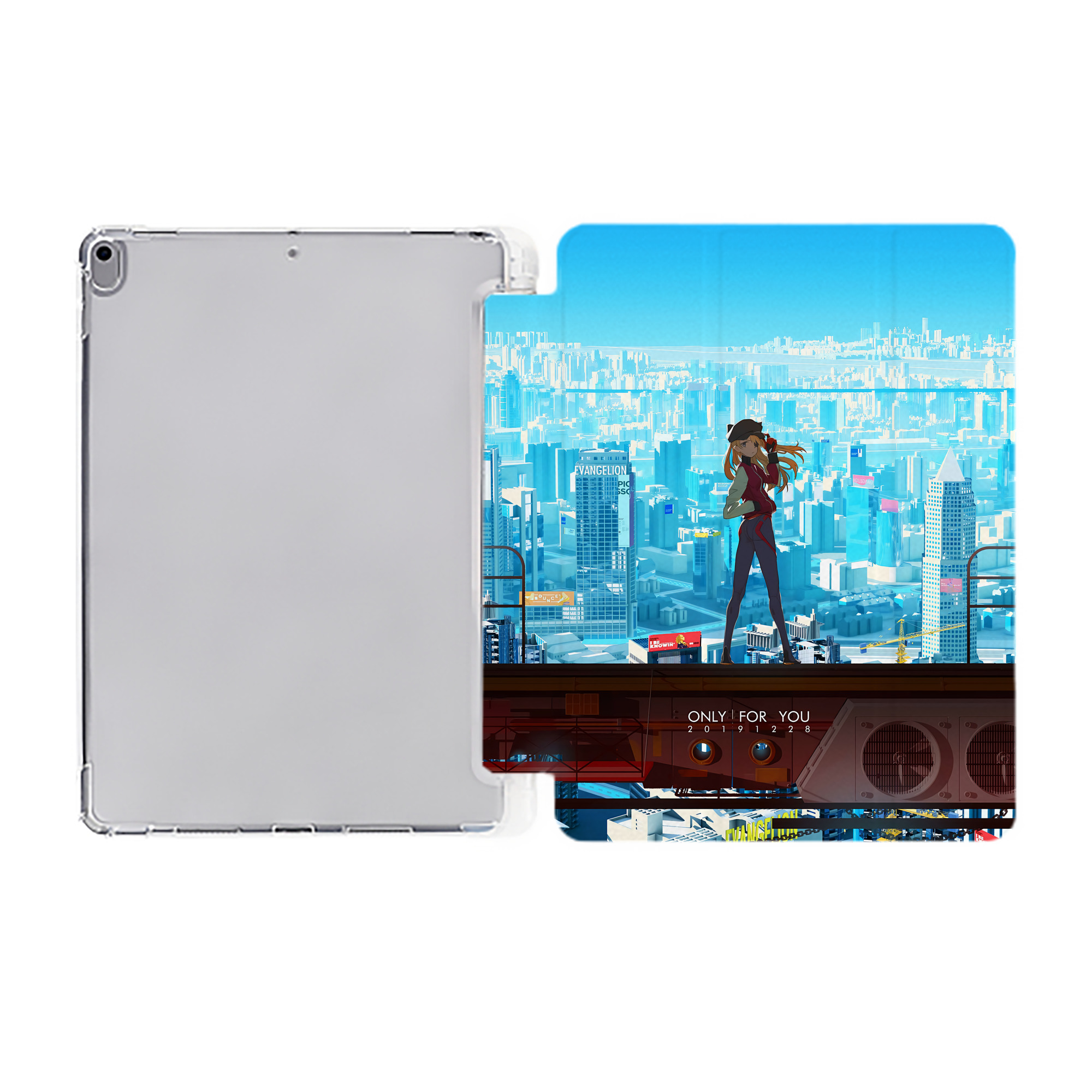 （画像用） EVA 新世紀エヴァンゲリオン IPad ケース ペン収納付き 三つ折りスタンド PUレザー×シリコン 対応機種9.5/10.5/10.9インチ